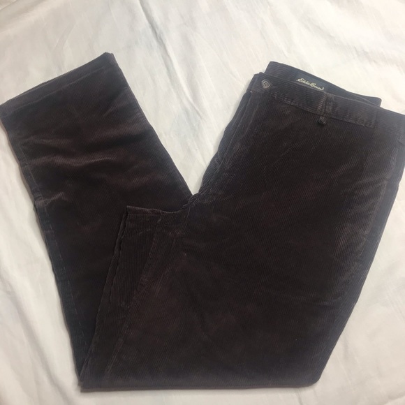 VTG Eddie Bauer Corduroy Pants Brown Flat Front 42 x 34 - Picture 4 of 8
